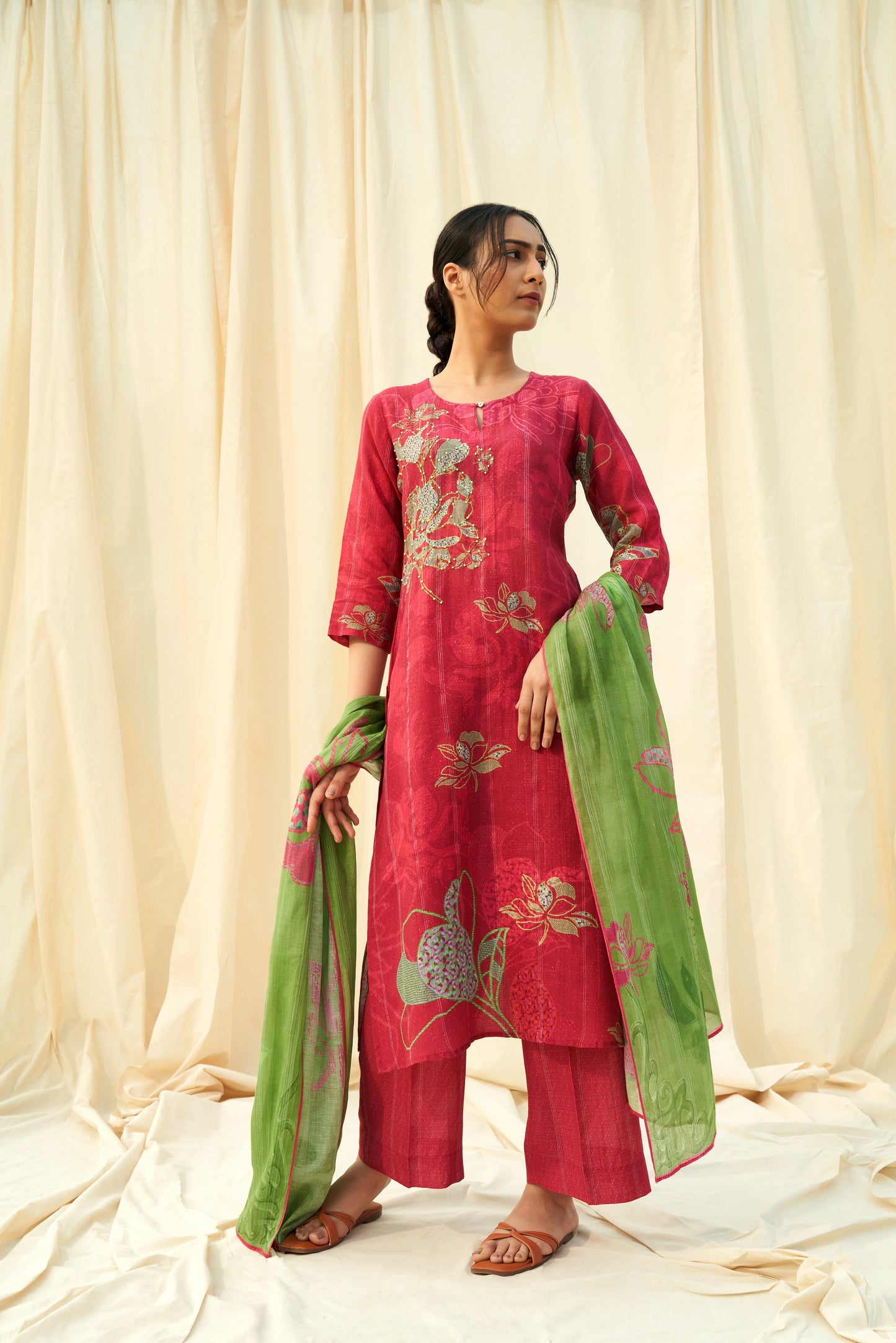 Splendido Linen Dupatta Set