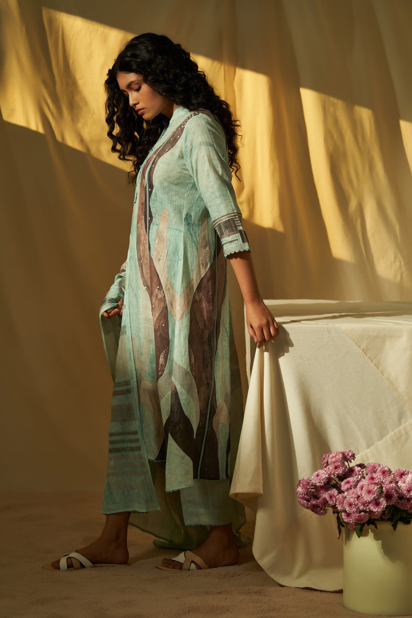 Pace Linen Dupatta Set