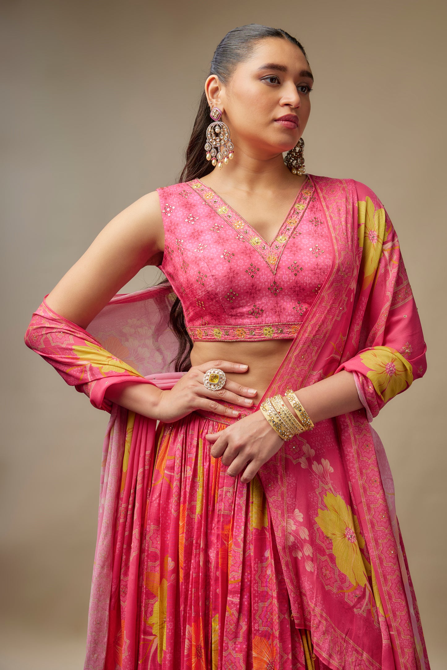 Baajna Pink Lehenga Choli Set
