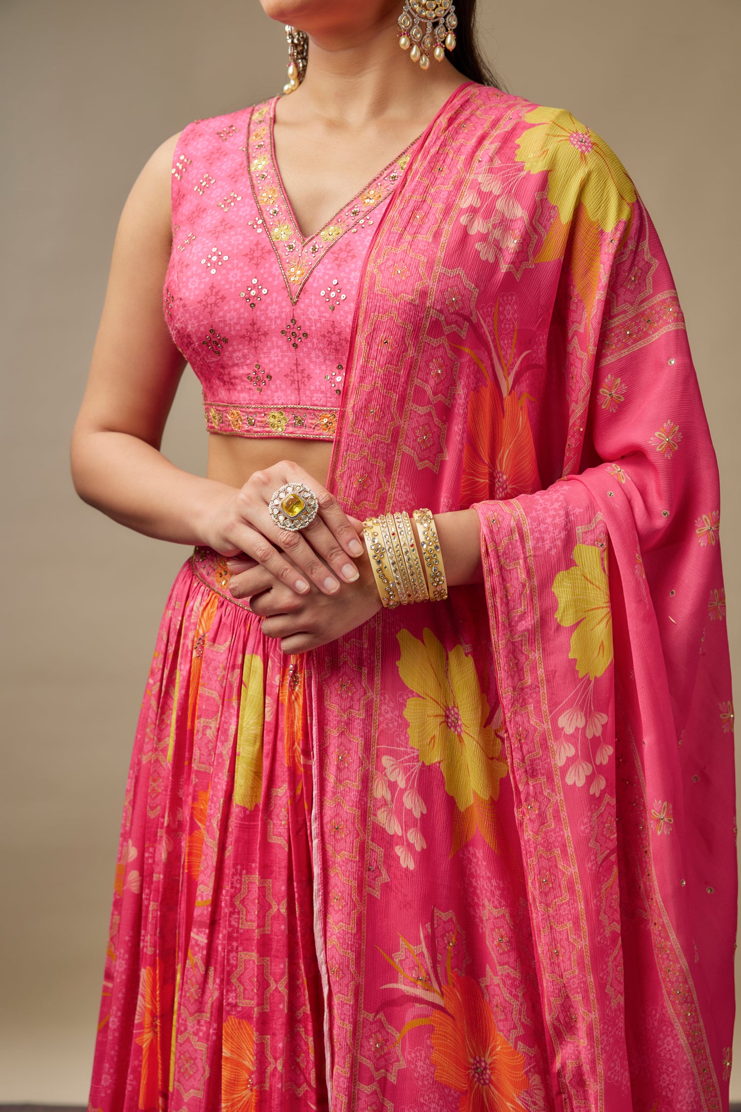 Baajna Pink Lehenga Choli Set