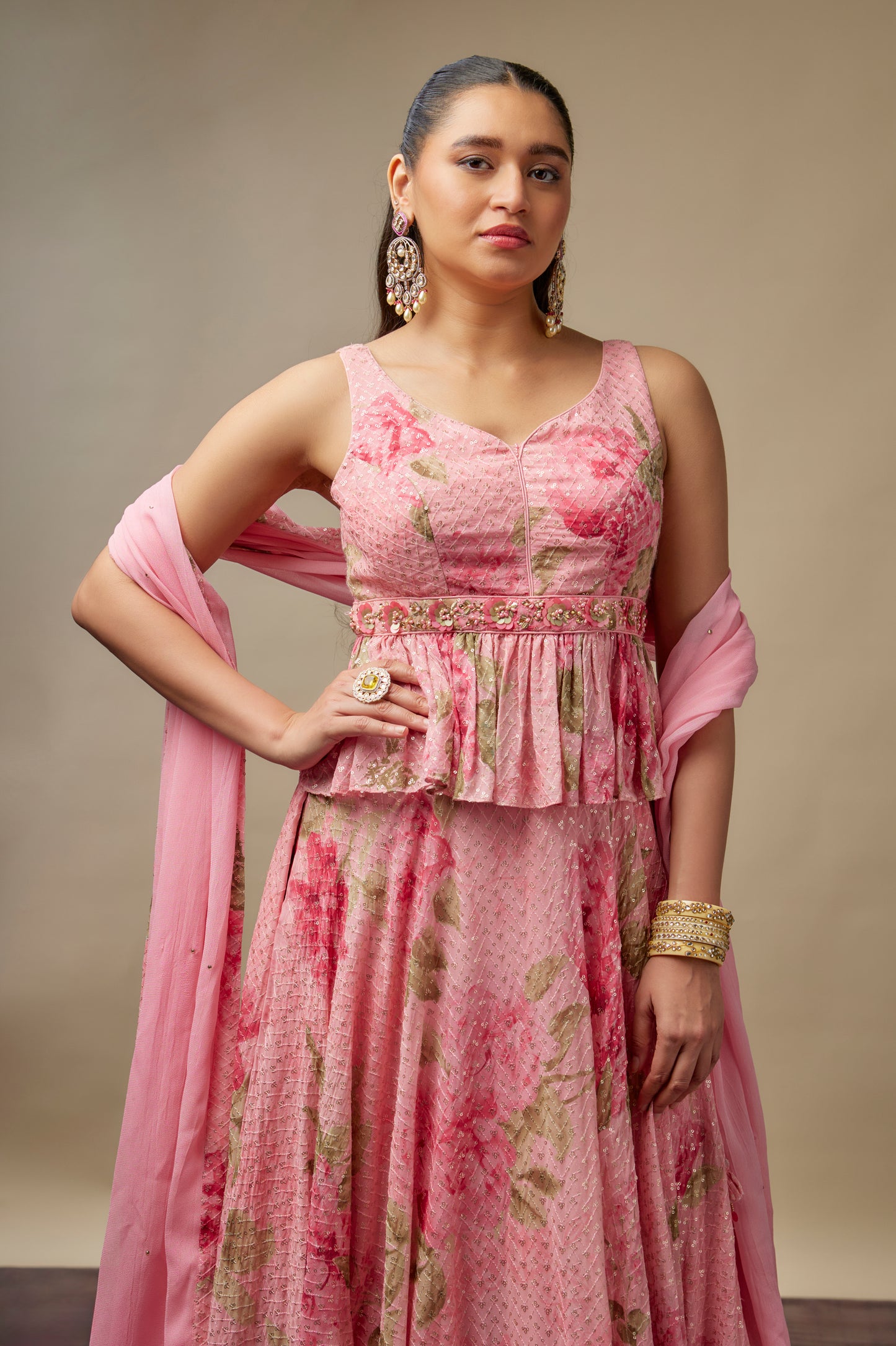 Chamkeeli Light Pink Lehenga Choli Set