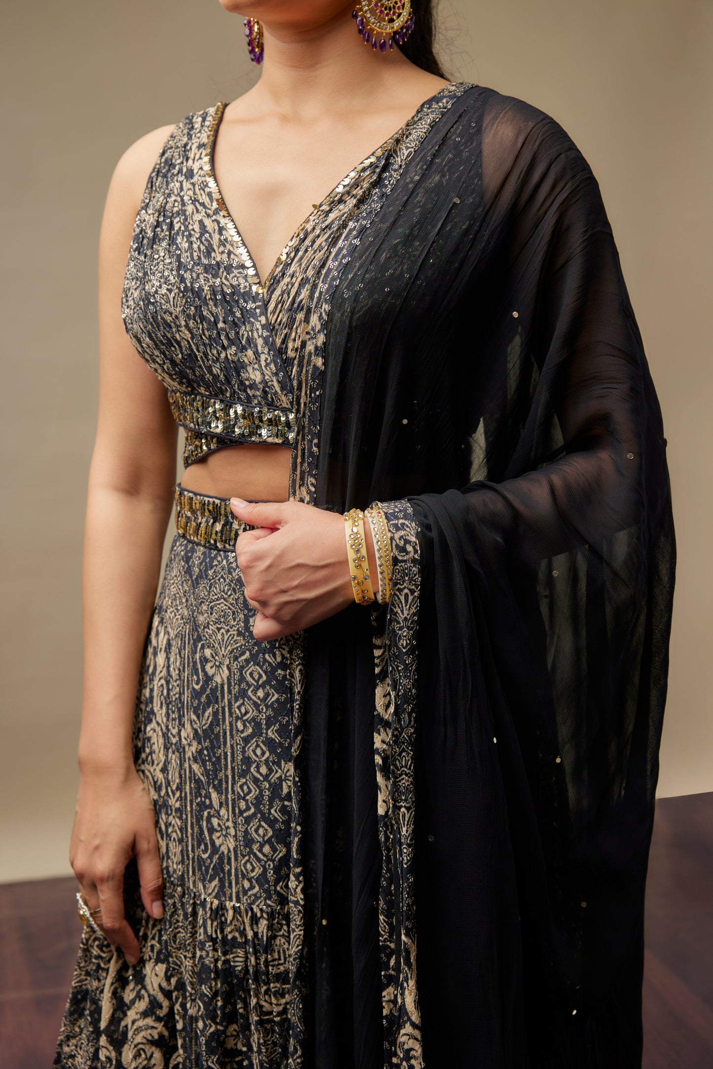 Shehnai Black Lehenga Choli Set