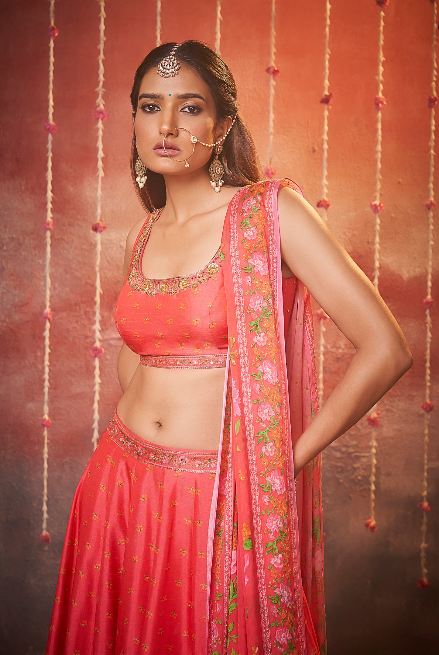 Morni Tomato Lehenga Choli Set