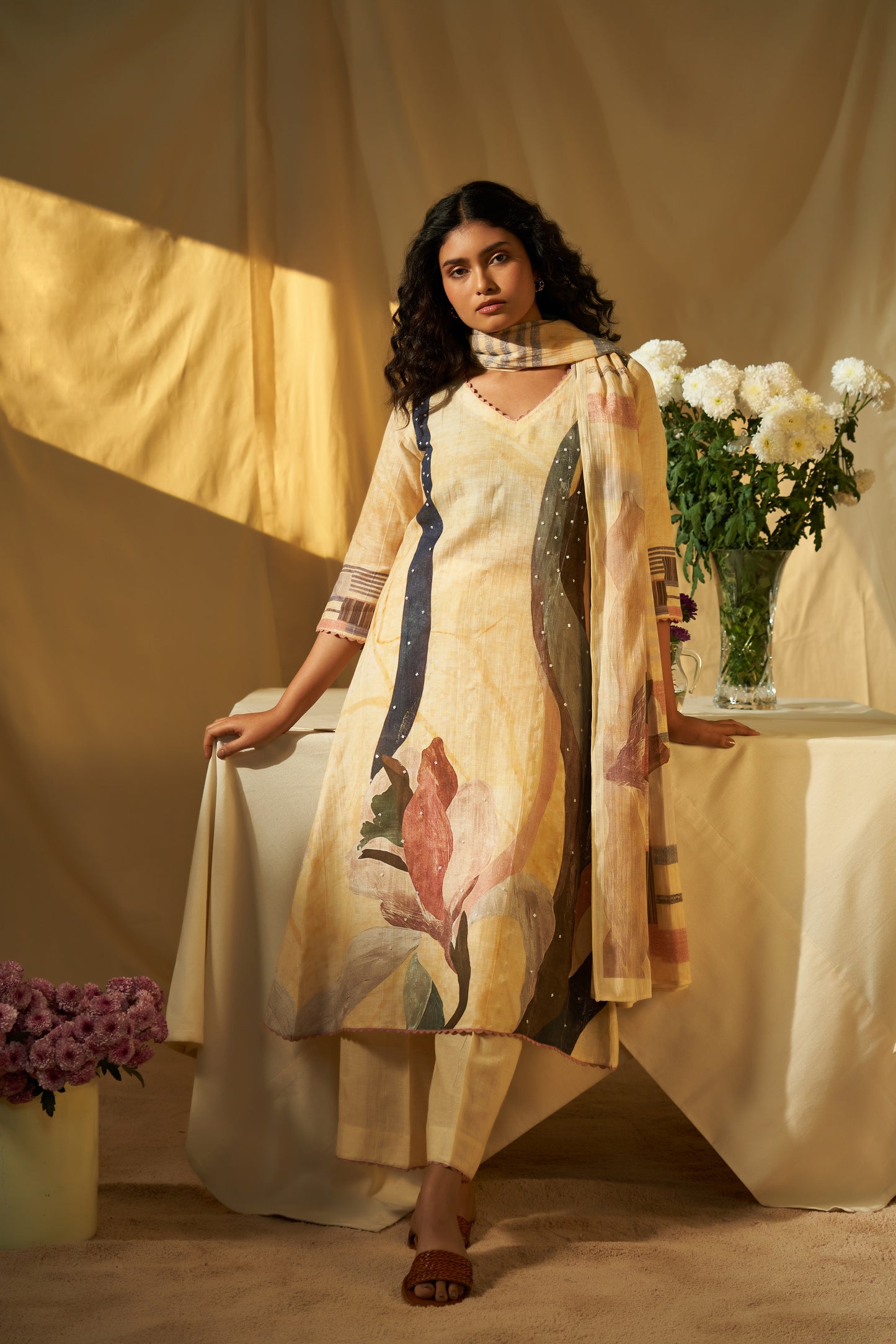 Riflesso Linen Dupatta Set