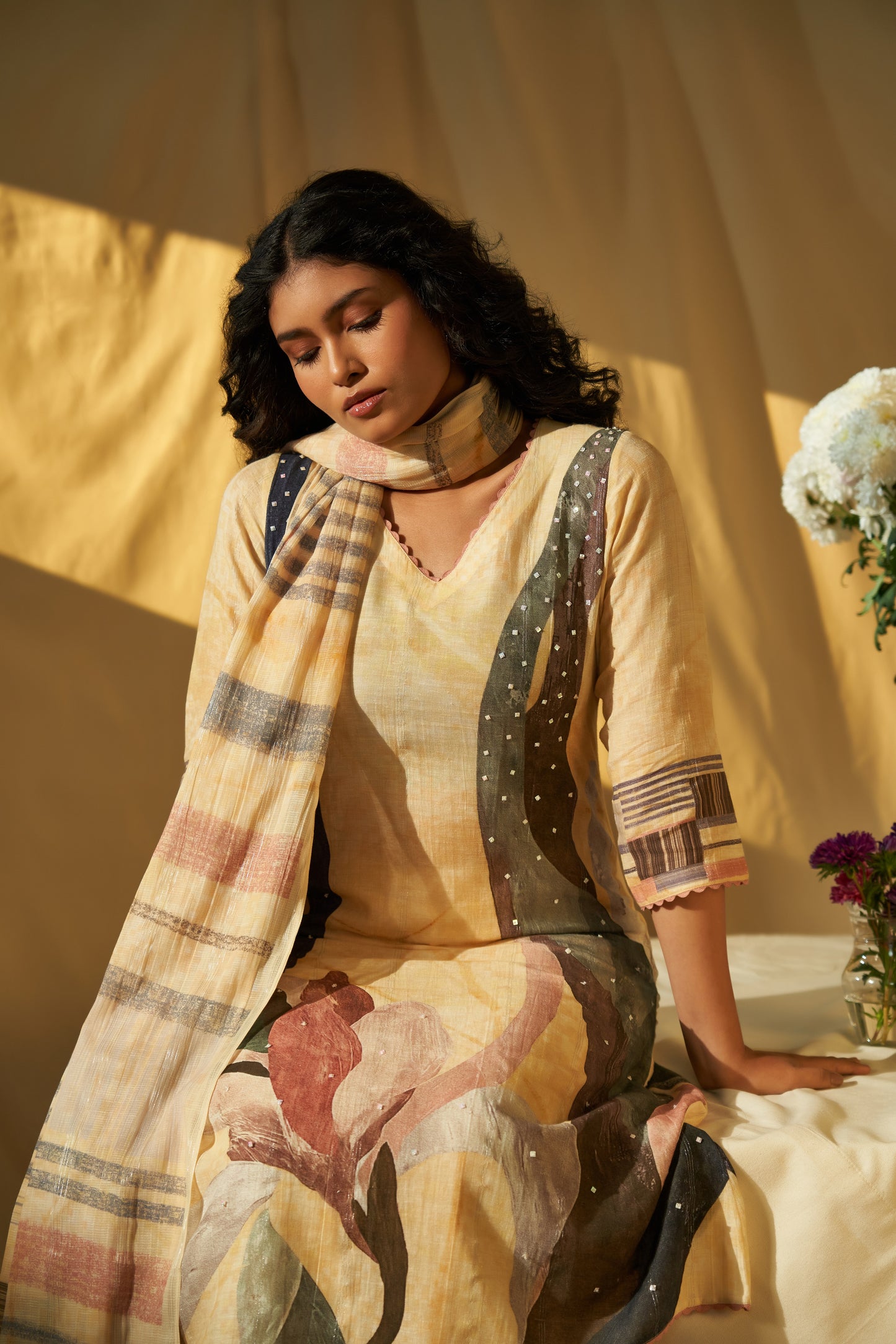 Riflesso Linen Dupatta Set