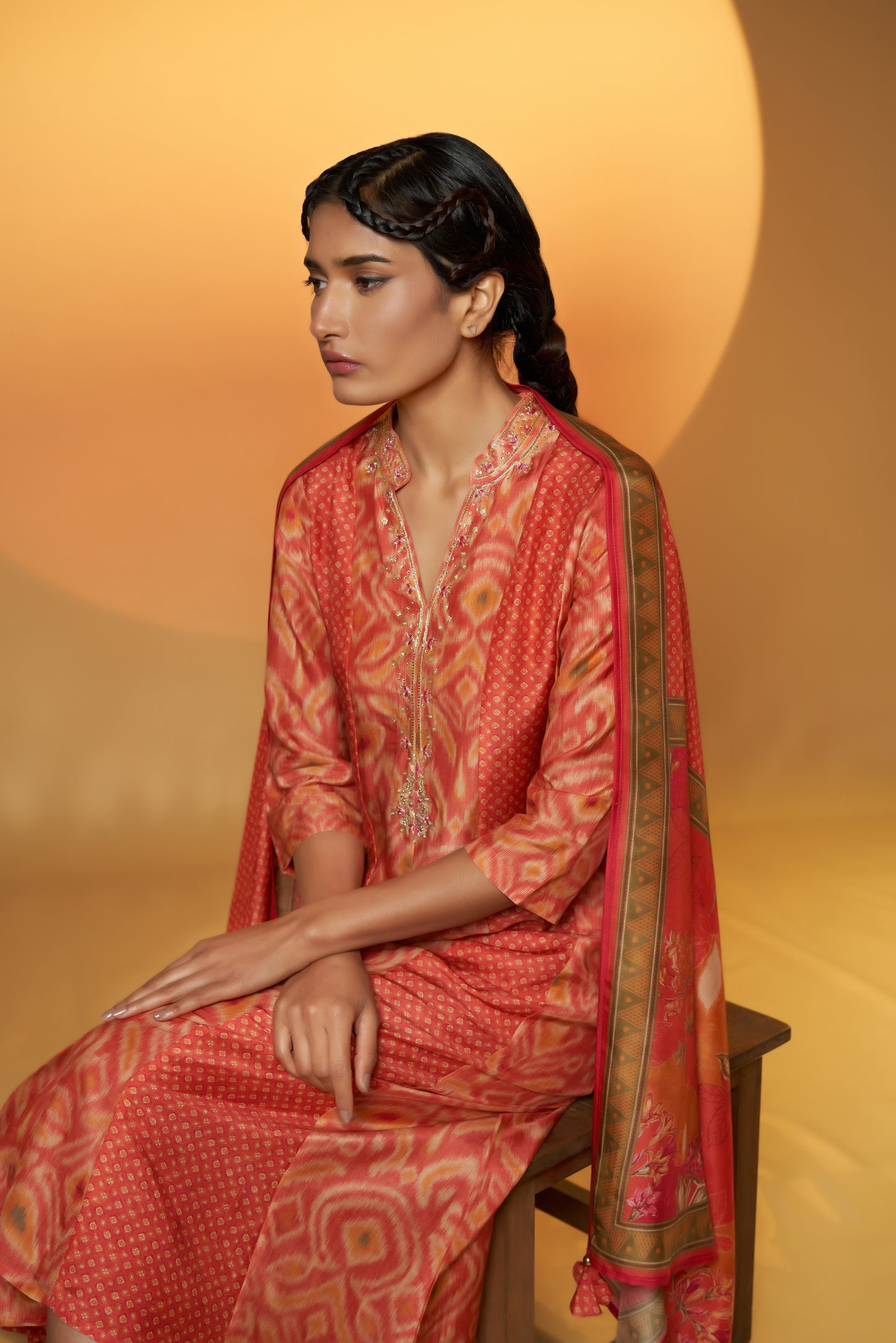 Nevoa Marinha Dupatta Set