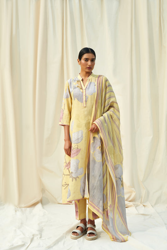 Desiderio Linen Dupatta Set