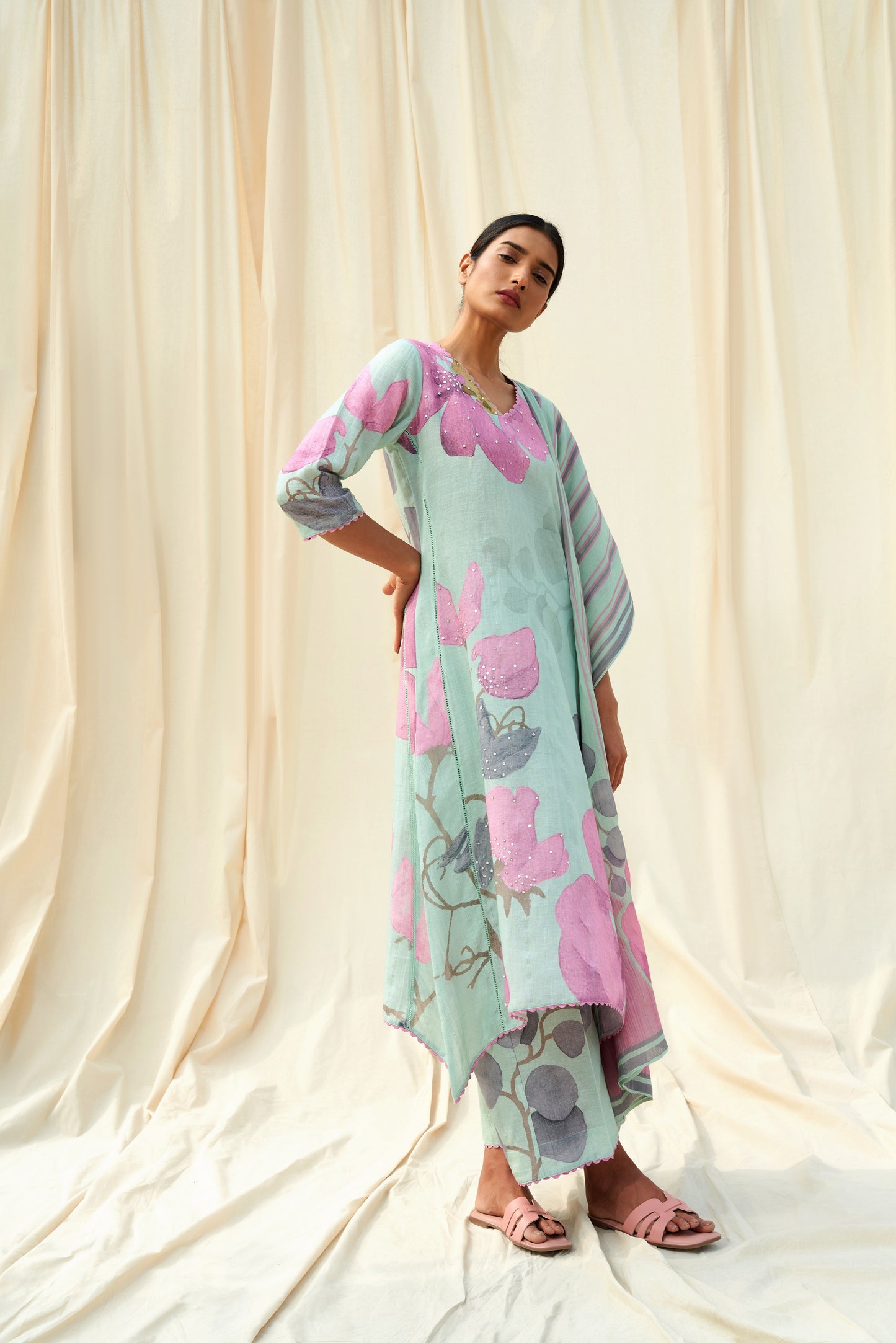 Luce Linen Dupatta Set