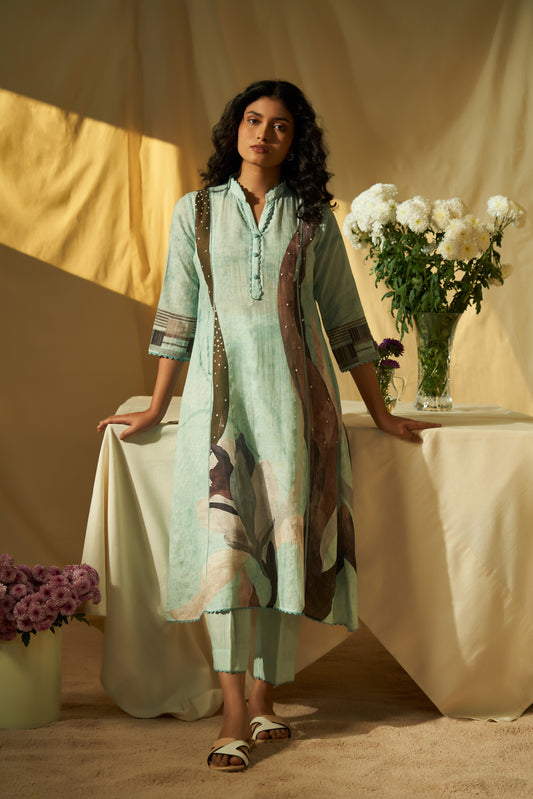 Pace Linen Dupatta Set