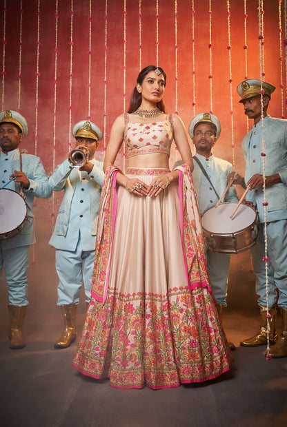Mehfil Beige Lehenga Choli Set