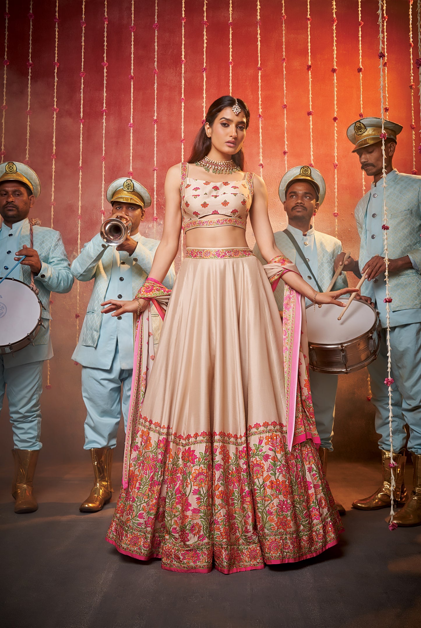 Mehfil Beige Lehenga Choli Set