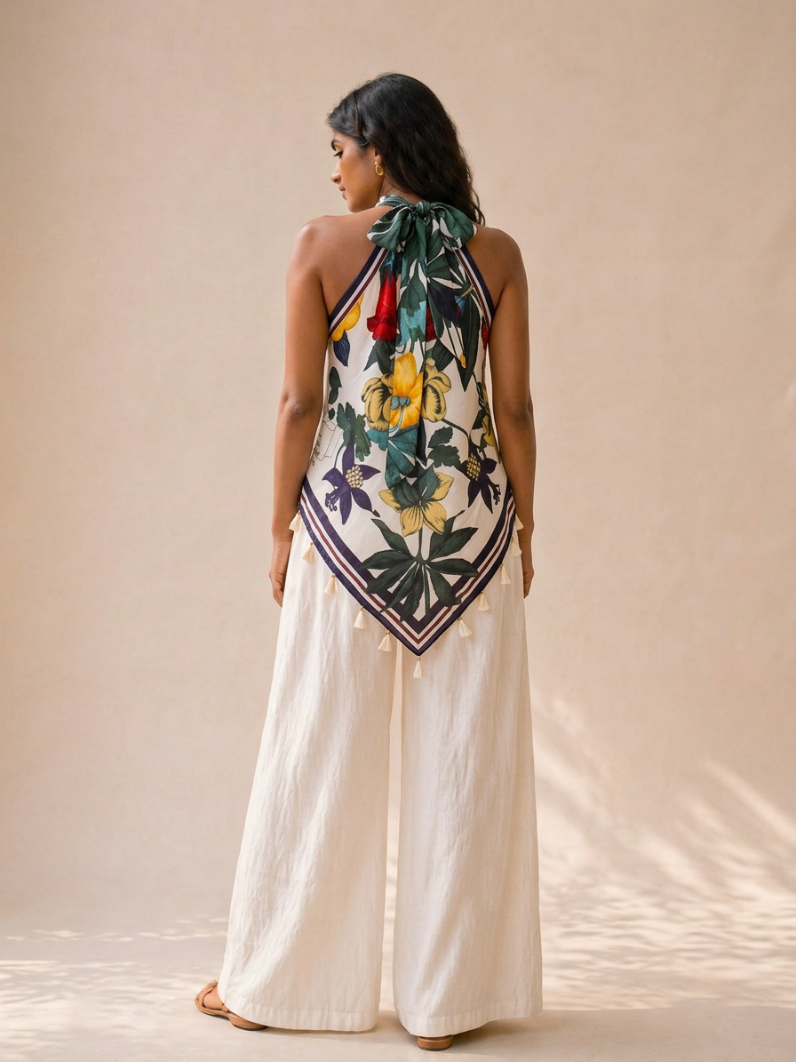 Soft Glow Tie-Up Scarf Top