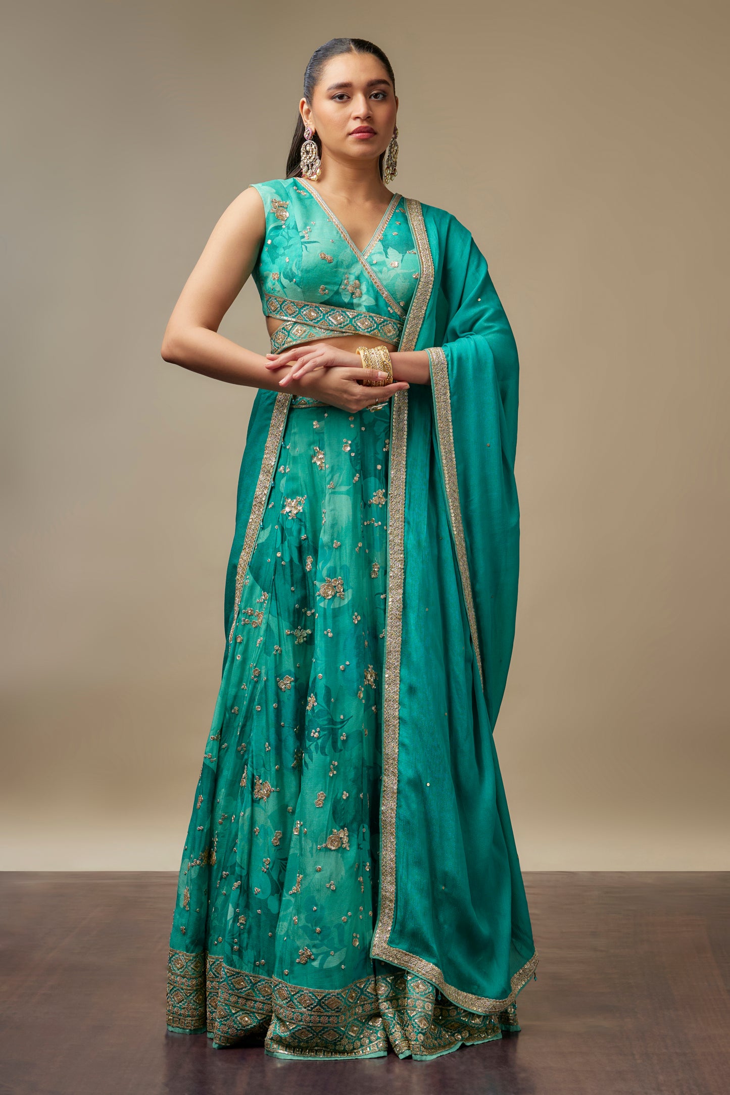 Rangreez Turk Blue Lehenga Choli Set