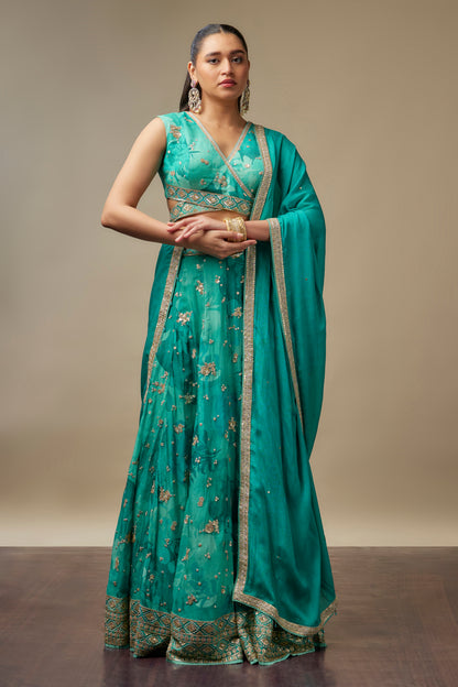 Rangreez Turk Blue Lehenga Choli Set