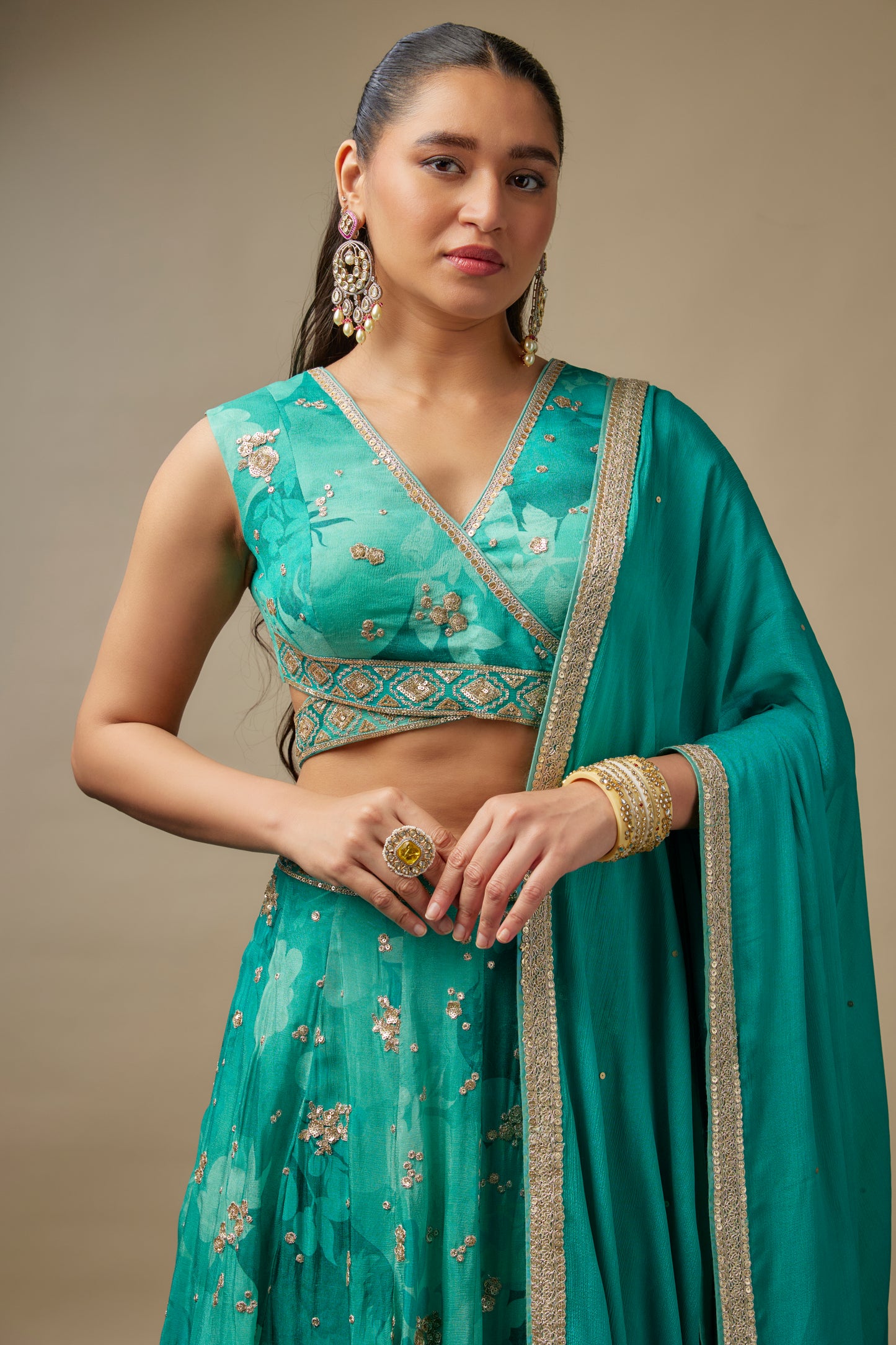 Rangreez Turk Blue Lehenga Choli Set
