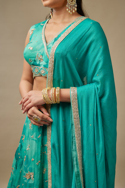 Rangreez Turk Blue Lehenga Choli Set
