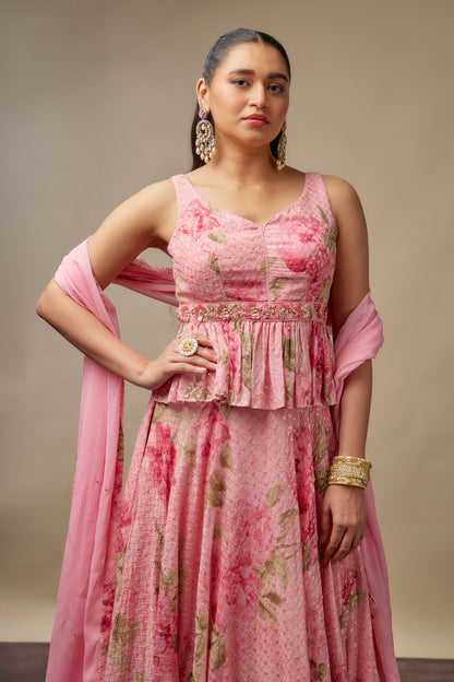 Chamkeeli Light Pink Lehenga Choli Set