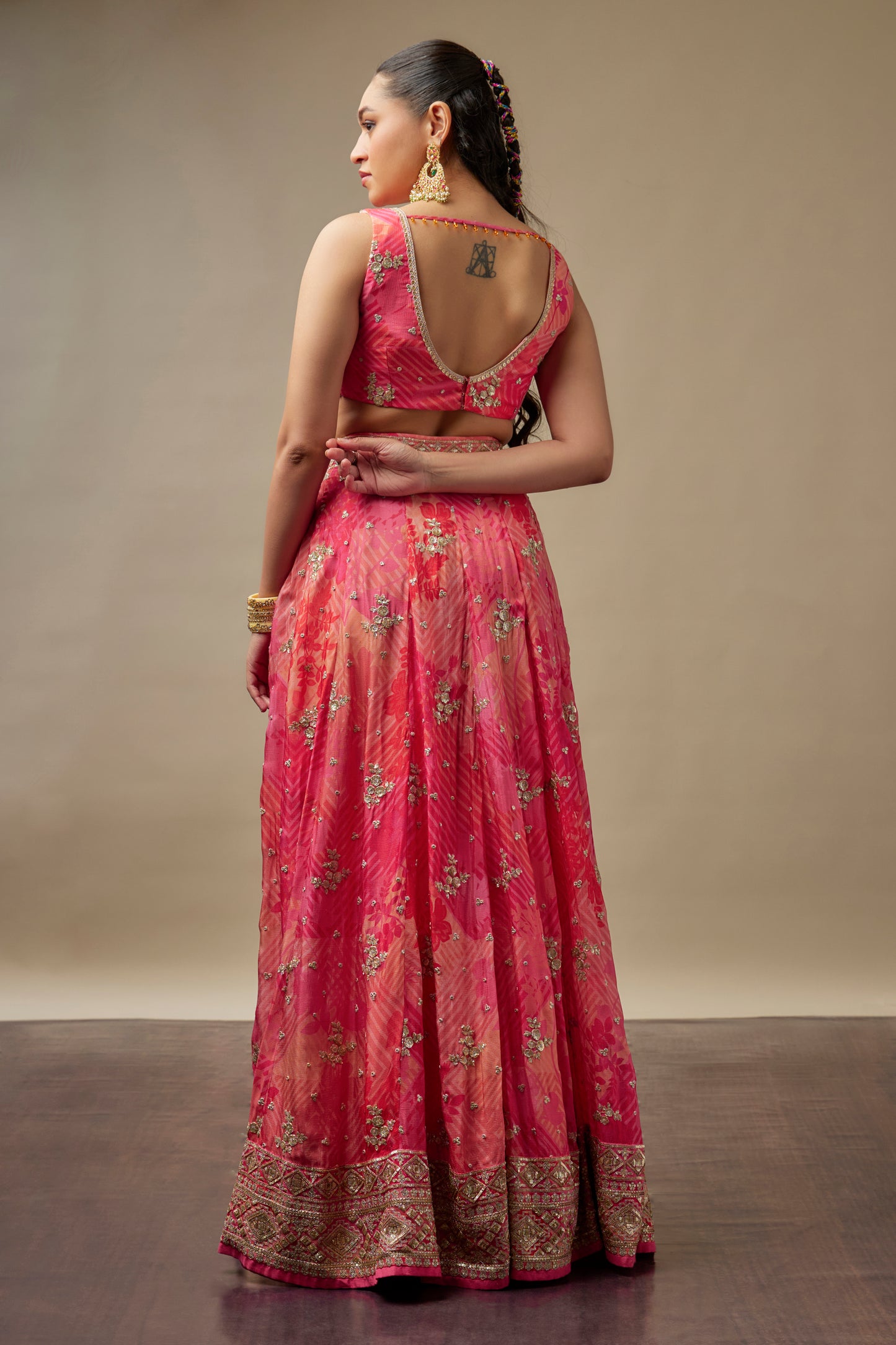 Thumka Carrot Lehenga Choli Set