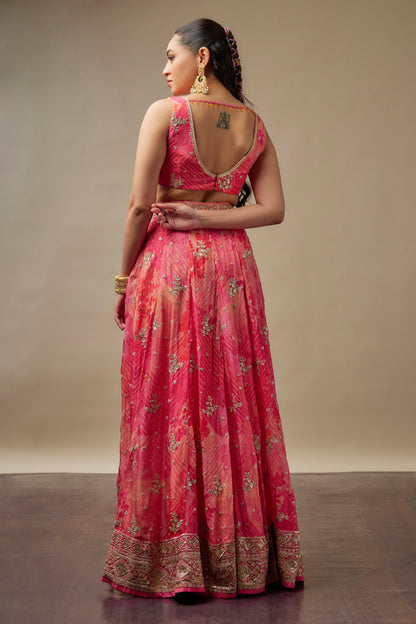 Thumka Carrot Lehenga Choli Set