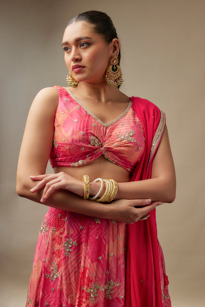 Thumka Carrot Lehenga Choli Set