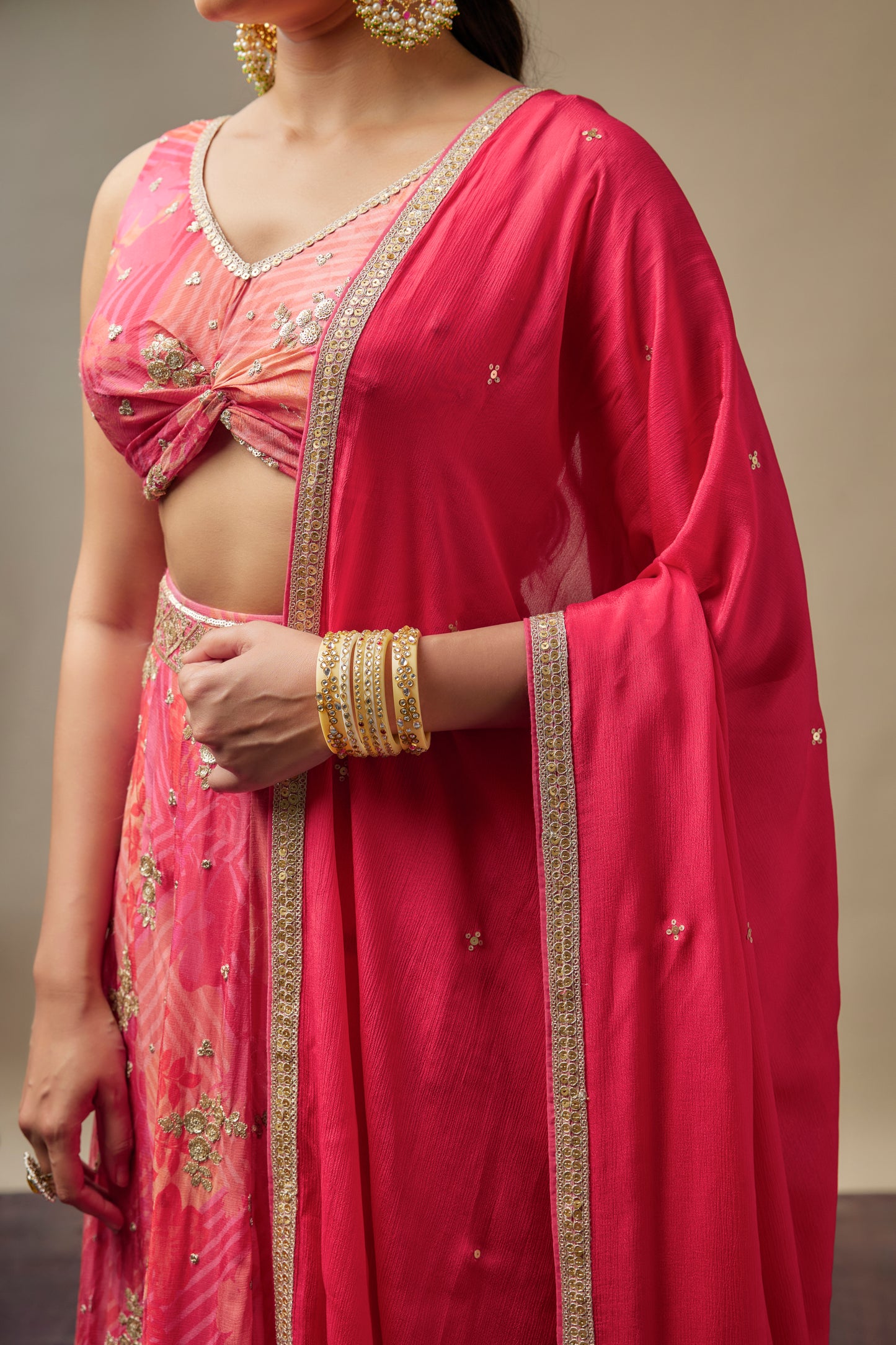 Thumka Carrot Lehenga Choli Set