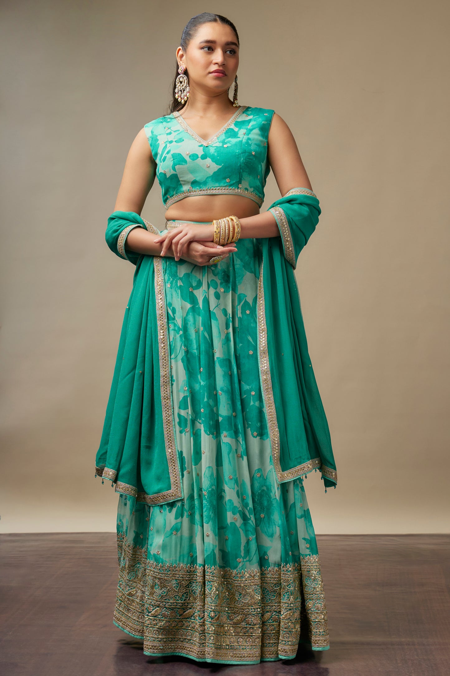 Raasini Turquoise Lehenga Choli Set
