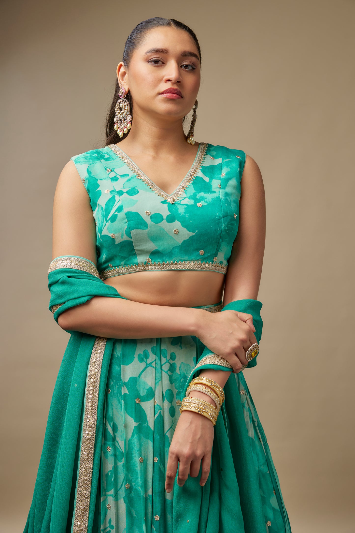 Raasini Turquoise Lehenga Choli Set