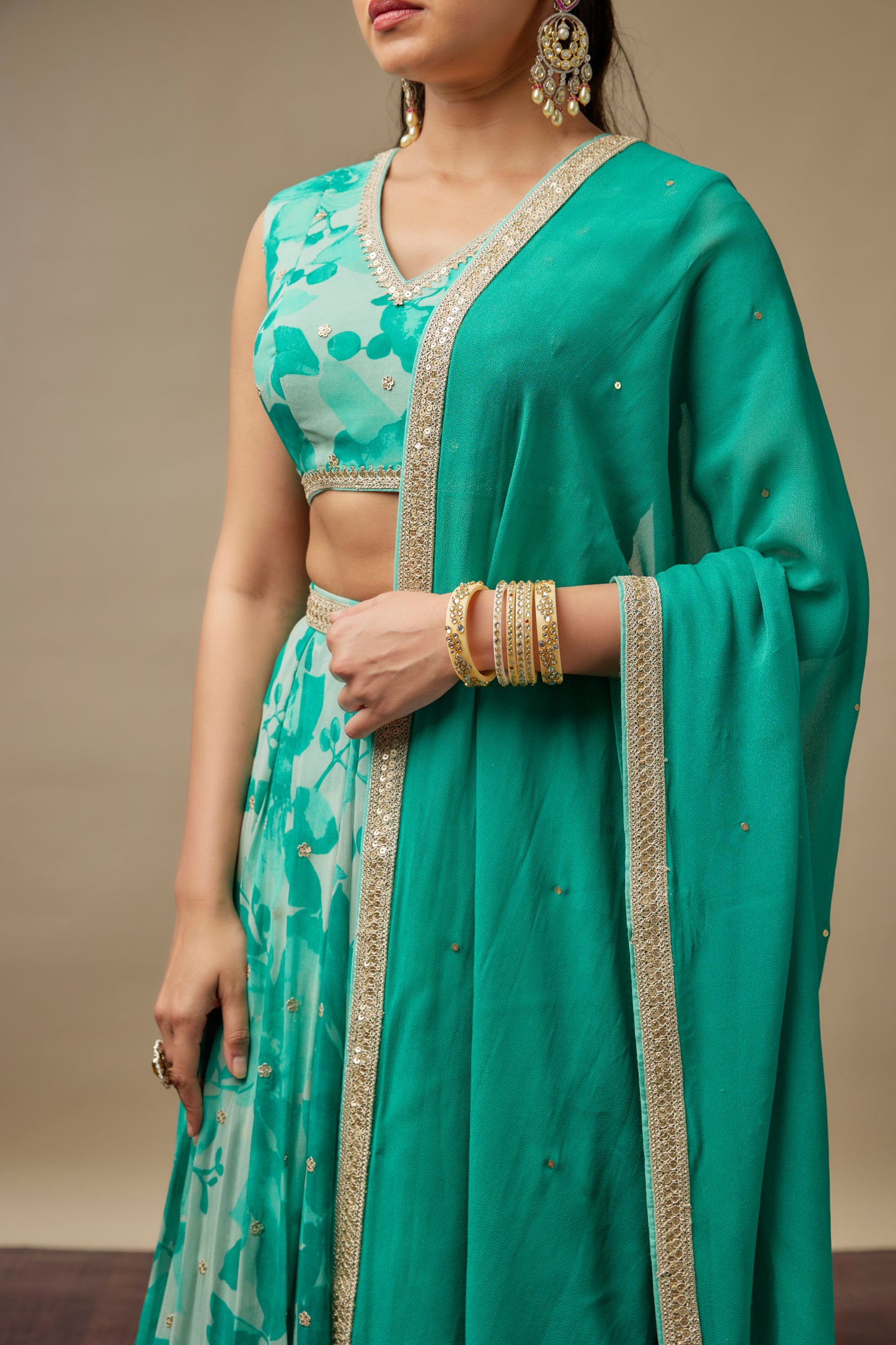 Raasini Turquoise Lehenga Choli Set