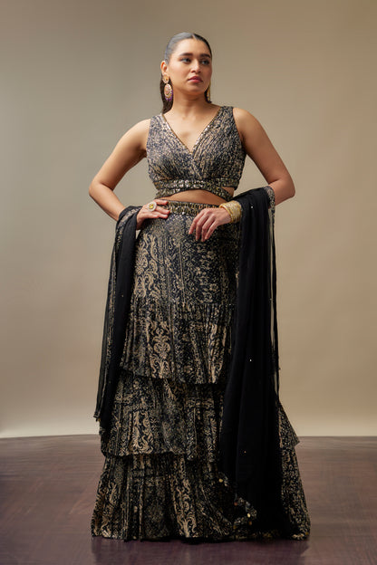 Shehnai Black Lehenga Choli Set