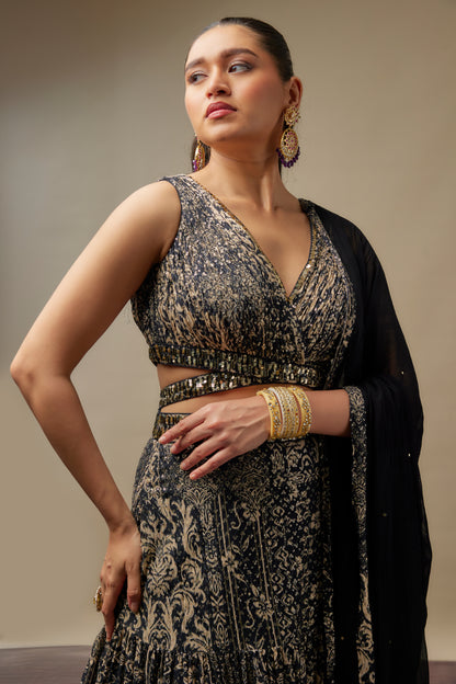 Shehnai Black Lehenga Choli Set